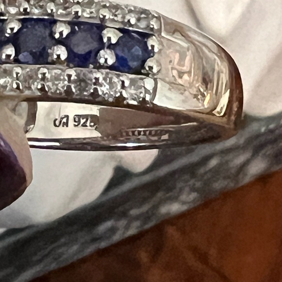 2MM Diamond Accent Genuine Blue Sapphire
Platinum Over Silver Band - Picture 5 of 8